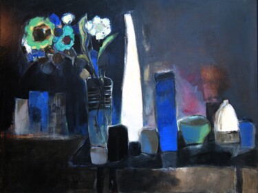 Ζωγραφική με τίτλο "Nature morte sur ta…" από Hervé Marchelidon, Αυθεντικά έργα τέχνης, Ακρυλικό Τοποθετήθηκε στο Ξύλινο φορ…