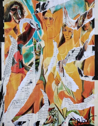Décollage Picasso ( Tribute to Pablo Picasso ) Ζωγραφική με τίτλο "Décollage Picasso (…" από Dr. Love, Αυθεντικά έργα τέχνης, Κολάζ