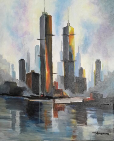 绘画 标题为“Luzes de Manhattan” 由Ildemarina Rodrigo, 原创艺术品, 丙烯
