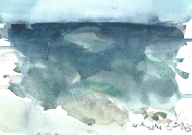 Pintura intitulada "Plage des Angues -…" por Anne Cardot, Obras de arte originais, Aquarela