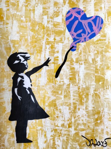 Love and hope BLUE ( Tribute to Banksy ) by. Dr. Love 绘画 标题为“Love and hope BLUE…” 由Dr. Love, 原创艺术品, 丙烯
