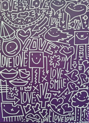 绘画 标题为“Purple love” 由Alexis Bernardi, 原创艺术品, 丙烯 安装在木质担架架上