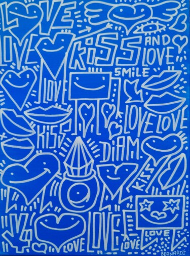 Pittura intitolato "Blue love 💙" da Alexis Bernardi, Opera d'arte originale, Acrilico Montato su Telaio per barella in legno