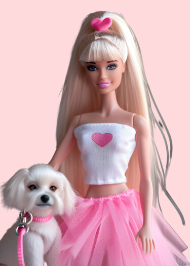 Цифровое искусство под названием "Charming Barbie wit…" - 春宇 关, Подлинное произведение искусства, Изображение, сгенерированн…