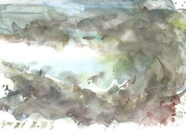 Pintura intitulada "L'anse du Ly à maré…" por Anne Cardot, Obras de arte originais, Aquarela