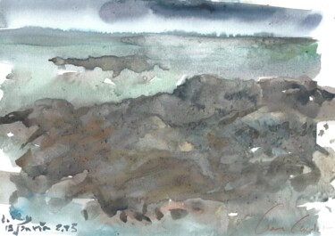 Pintura intitulada "Les rochers du Ly à…" por Anne Cardot, Obras de arte originais, Aquarela