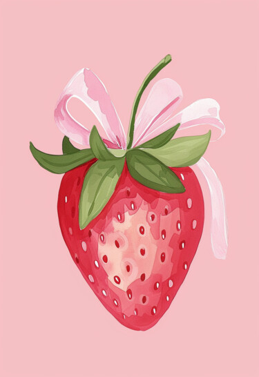 Digital Arts titled "Strawberry Blossom…" by Chun Yu Guan, Original Artwork, AI generated image Mounted on Cardboard