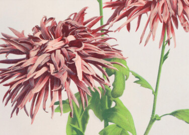 Digital Arts titled "Elegant Red Dahlia…" by Chun Yu Guan, Original Artwork, AI generated image Mounted on Cardboard