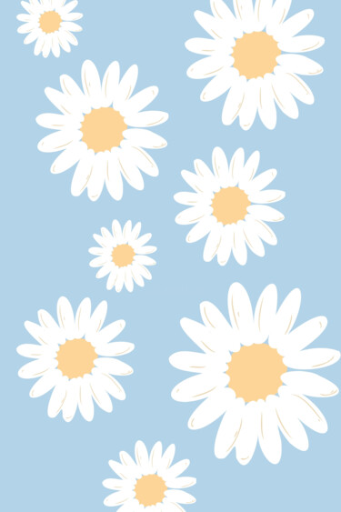 数字艺术 标题为“Charming Daisies on…” 由春宇 关, 原创艺术品, AI生成的图像 安装在纸板上