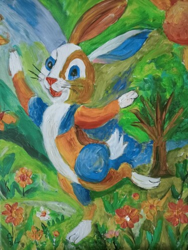Pintura intitulada "Le Lapin Danseur" por Audran, Obras de arte originais, Acrílico