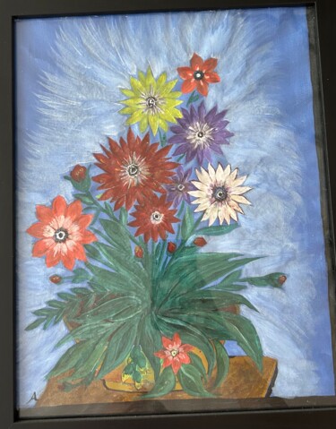 Pittura intitolato "Bursting Blooms" da Sadaf Afif, Opera d'arte originale, Acrilico Montato su Pannello di legno