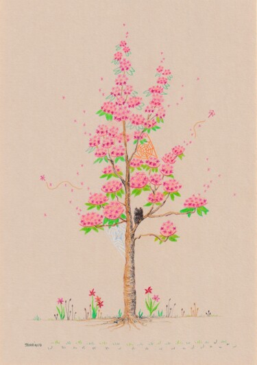 Drawing titled "EMANATION" by Catherine Janniaud, Original Artwork, Pencil Mounted on Cardboard