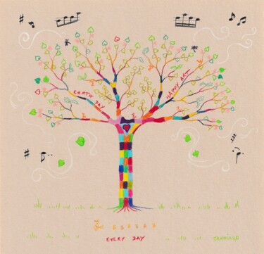 Drawing titled "FAIRE SES GAMMES" by Catherine Janniaud, Original Artwork, Pencil Mounted on Cardboard