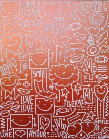 绘画 标题为“Love cuivre 🧡” 由Alexis Bernardi, 原创艺术品, 丙烯 安装在木质担架架上