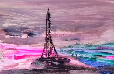 Pittura intitolato "Defunct trump tv to…" da Milto Sideris, Opera d'arte originale, Acrilico