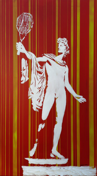 Pittura intitolato "Apollo Playing Tenn…" da Sara Lora, Opera d'arte originale, Acrilico Montato su Telaio per barella in le…