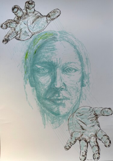 Painting titled "Hologra(nd)ma'" by Eugen Serbanescu, Original Artwork, Ink