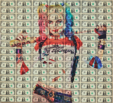 Pittura intitolato "Harley Quinn" da Diederik Van Apple, Opera d'arte originale, Resina Montato su Alluminio