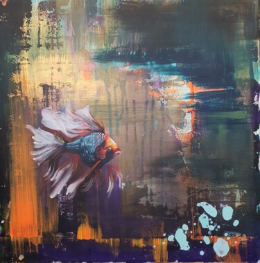 "MAJESTIC" Schilderij getiteld ""MAJESTIC"" door Kerstin Vogel, Origineel Kunstwerk, Acryl Gemonteerd op Frame voor houten brancard
