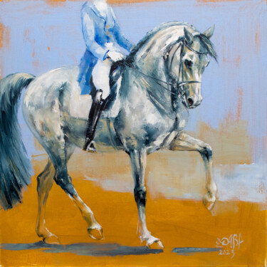 Painting titled "Dressage. Element #6" by Anna Ravliuc, Original Artwork, Oil Mounted on Wood Stretcher frame