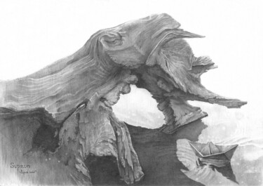 Paper boat 「Paper boat」というタイトルの描画 Julia Suprunによって, オリジナルのアートワーク, グラファイト