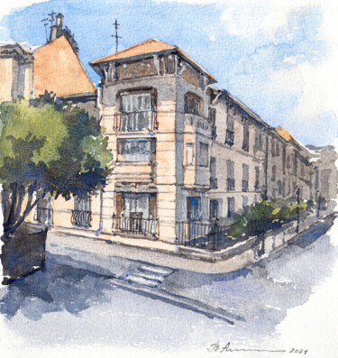 Menton, a Breath of Light Pittura intitolato "Menton, a Breath of…" da Tatiana Alekseeva, Opera d'arte originale, Acquarello