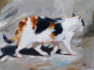 Painting titled "Этюд с трехцветной…" by Ulia Nikitina, Original Artwork, Oil