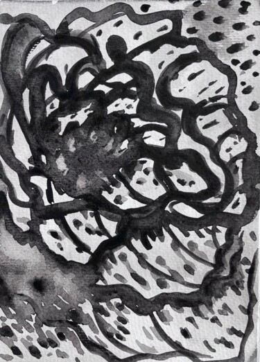 unfolding i - abstract flower Disegno intitolato "unfolding i - abstr…" da Lya Helia, Opera d'arte originale, Inchiostro