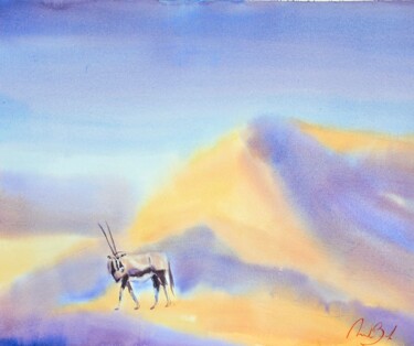 Pintura titulada "Oryx de Namibie VIII" por Morgane De Back, Obra de arte original, Acuarela
