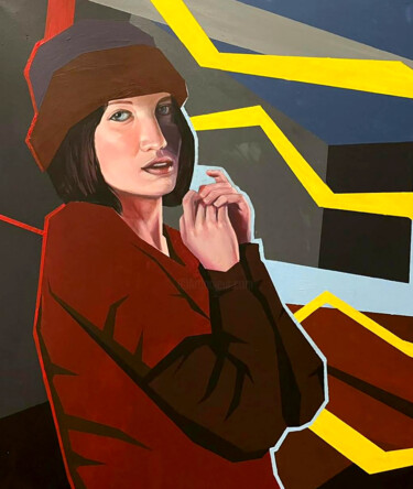 In front of the window 「In front of the win…」というタイトルの絵画 Maksym Newskulenkoによって, オリジナルのアートワーク, アクリル ウッドストレッチャーフレームにマウント