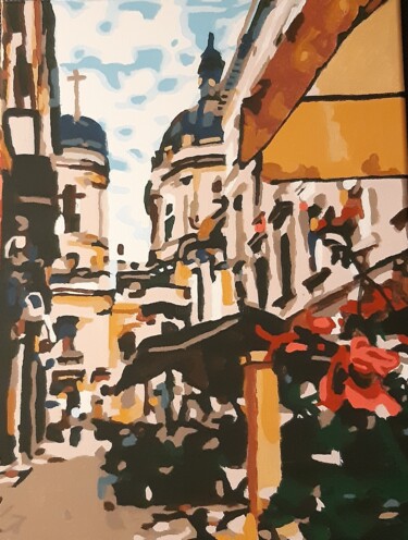 Painting titled "Cityscape" by Alexandra Corina Irimia, Original Artwork, Acrylic