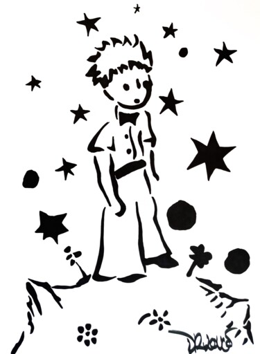 Ζωγραφική με τίτλο "The Little Prince" από Dr. Love, Αυθεντικά έργα τέχνης, Μαρκαδόρος