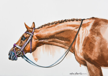 Painting titled "horse3" by Kang Zhou, Original Artwork, Watercolor