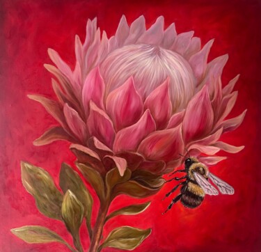 Pittura intitolato "Protea" da Kristina Sergeeva, Opera d'arte originale, Olio