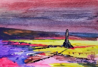 Malerei mit dem Titel "Black hunter tower" von Milto Sideris, Original-Kunstwerk, Acryl