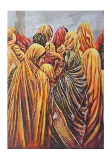 rajasthani lady, Indian handmade painting Pittura intitolato "rajasthani lady, In…" da Shree Krishnam Arts Manish Vaishnav, Opera d'arte originale, Acrilico