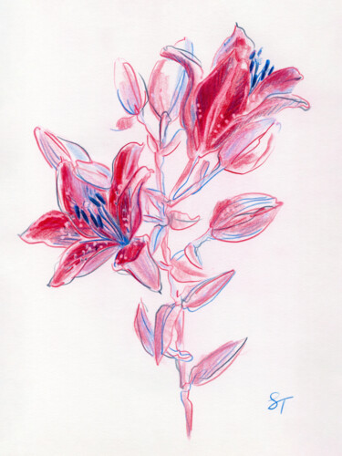 "Vibrant Ruby Red" başlıklı Resim Tanya Sviatlichnaya tarafından, Orijinal sanat, Mum boya