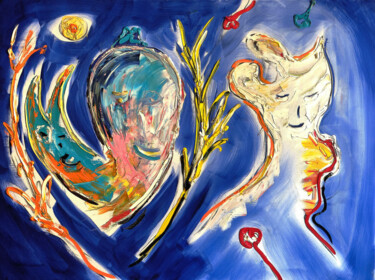 Peinture intitulée "Le roi ,la reine ,e…" par Thierry Berlier, Œuvre d'art originale, Huile Monté sur Châssis en bois