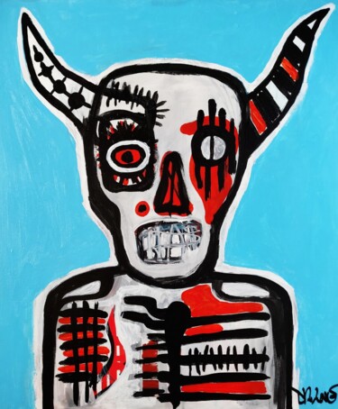 Mr. Horns Peinture intitulée "Mr. Horns" par Dr. Love, Œuvre d'art originale, Acrylique Monté sur Châssis en bois