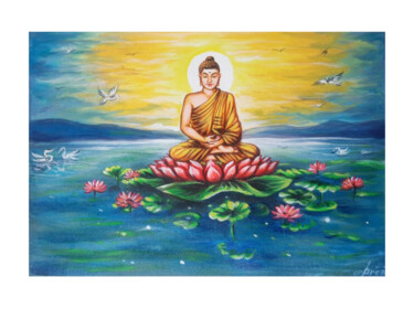 Buddha with fluorescent color "Buddha with fluores…" başlıklı Tablo Shree Krishnam Arts Manish Vaishnav tarafından, Orijinal sanat, Akrilik