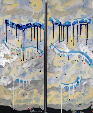 绘画 标题为“Ciel d’orage, pluie…” 由Alain Halter, 原创艺术品, 丙烯 安装在木质担架架上