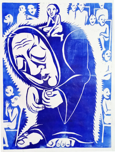 Incisioni, stampe intitolato "Traum vom Getragen…" da Regina Riegler, Opera d'arte originale, Xilografia
