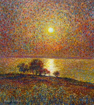 Radiance of silence Pittura intitolato "Radiance of silence" da Andrii Chebotaru, Opera d'arte originale, Olio Montato su Cartone