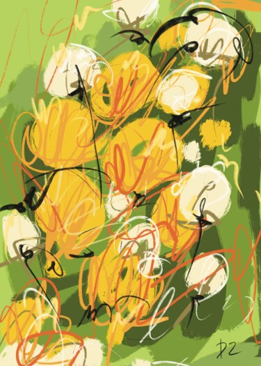 数字艺术 标题为“Dandelions” 由Daridizain.Art, 原创艺术品, 数字油画