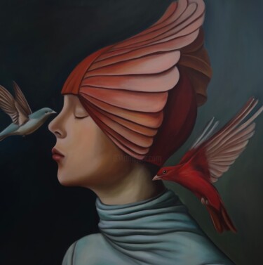 绘画 标题为“Flight inside the s…” 由Anastasia Surgutanova, 原创艺术品, 油 安装在木质担架架上