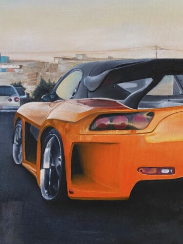 Painting titled "car" by Salutmarya, Original Artwork, Oil