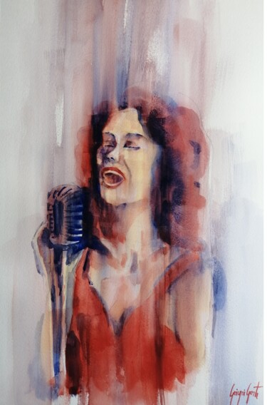 Schilderij getiteld "singer 5" door Giorgio Gosti, Origineel Kunstwerk, Aquarel