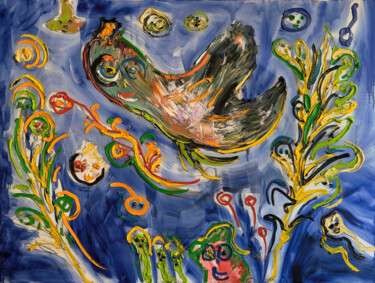 Pintura titulada "L’oiseau du paradis" por Thierry Berlier, Obra de arte original, Oleo Montado en Bastidor de camilla de ma…