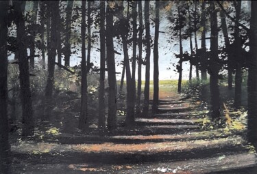 Schilderij getiteld "L'orée du bois des…" door Domé, Origineel Kunstwerk, Acryl Gemonteerd op Frame voor houten brancard