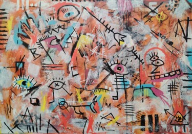 Peinture intitulée "Primitif 1" par Alexis Bernardi, Œuvre d'art originale, Acrylique Monté sur Châssis en bois